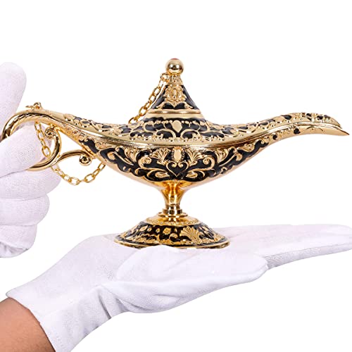Gusnilo Vintage Aladdin Magic Lamp Genie Collector's Edition/Wedding Table Decoration,Collectable Rare Classic Arabian Props Aladdin Pot & Delicate Gift For Party/Birthday(Golden Black) #TOP5