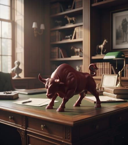 Image of Stock Market Bull Statue Showpiece for Office Desk, Bull Figurine, Share Market Decor, Gift for Traders Investors, Wealth Symbol(Red)