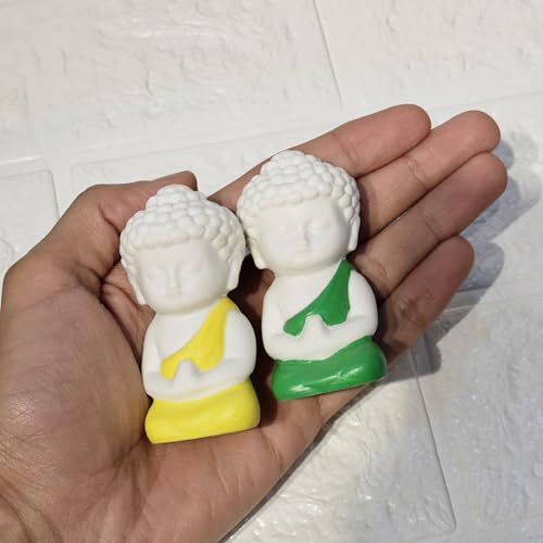 Image of Miniature Buddha Set of 2 for Home Decor Mini Garden Dollhouse Accessories Zen Figurines Resin Buddha Statues for Tabletop Office Shelf Gifting