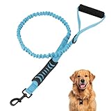 Reshiho Heavy Duty Bungee Dog Leash with Shock Absorbing & Reflective Stitching - Adjustable 4-6FT Tactical Training Leash for Strong Pullers, Dual Padded Handles for Medium/Large Dogs（Blue）