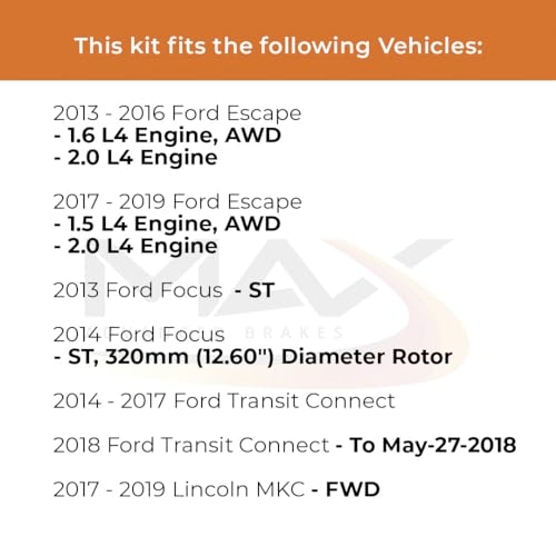 Image of MAX Advanced Brakes - Front Brake Kit For 2013-2019 Ford Escape (AWD Models), 2014-2018 Ford Transit Connect| Carbon Ceramic Brake and Rotor Kit| Geomet Coated Cross-Drilled Brake Rotors