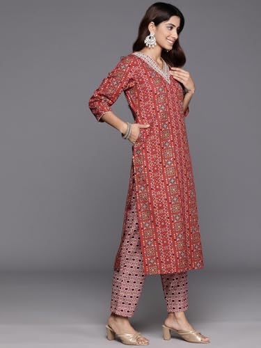 Image of Varanga Women's Festive Kurta Sets | Vibrant Comfort Straight Printed Kurta Sets | Soft Cotton Blend With Dupatta