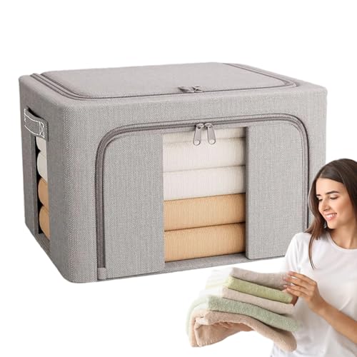 Scatole Per Ripostiglio Abbigliamento | Contenitori Organizzativi Per Armadio Da 24L,Cestino Organizzatore Impilabile con Zip per Armadio Dispensa Garage Camera da Letto Sotto il Letto Viaggio Campegg
