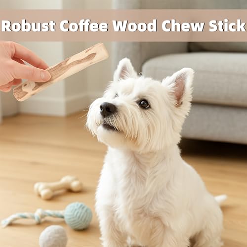 3 Stück Kaffeeholz für Hunde, Kaustab Kauholz, Kaffeeholz Kauholz, Natürliches Kauholzs, Natürlicher Kaffeehol, Holzknochen als Hundespielzeug für Welpen, Sicherer Kauspaß für kleine und große Hunde