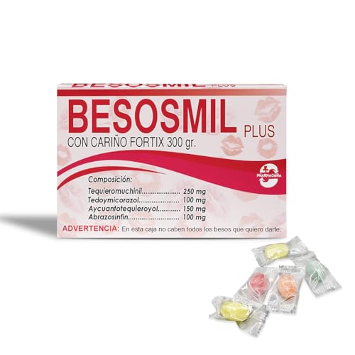 ES - LINFORMAL - Pharmacoña - Presente original - Caixa de doces de brincadeira com frases engraçadas - presentes de brincadeira - aniversário, amigo invisível - 34 g - BESOSMIL