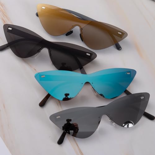 ICARA Women's Vintage Rimless Cat Eye Y2K Sunglasses - Fashionable Frameless UV400 Eyewear for Travel & Style4