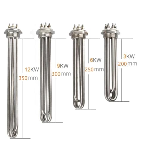KX-ENERGIE DN40 Heizstab 9000W 380V Dreiphasig, 1,5 Zoll Heizelement BSP-Gewinde Messingflansch, Heizelement Edelstahl mit Kunststoffabdeckung Silikonring