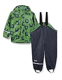 caretec rain suit - pu w. fleece, impermeabile e pantaloni impermeabili bambini e ragazzi, verde elm green (906), 4 anni