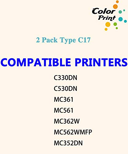 (pacote com 2, preto) cartucho de toner compatível com impressão colorida de substituição para OKI C