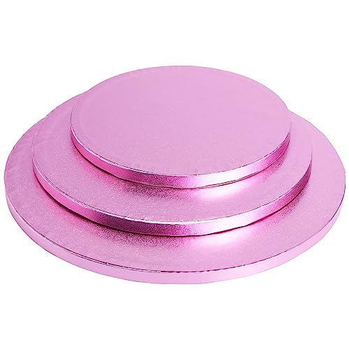 Bekoetoz 5-Pack 12 Inch Cake Drums Sturdy 1/2 Inch Thick Cake Board Rounds Cake Decorating Supplies Smooth Straight Edges (12" Pink) #TOP1