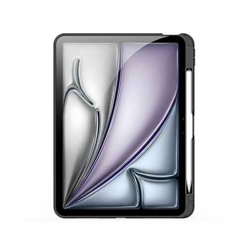 Image of Metal Stand Back case for iPad Air 11 M4 /M3 /M2 & iPad Air 10.9 inch 5th /4th Gen, iPad Pro 11 2022 /2021 4th /3rd Gen Smart Back Case with Stable Stands with Pencil Holder, Black