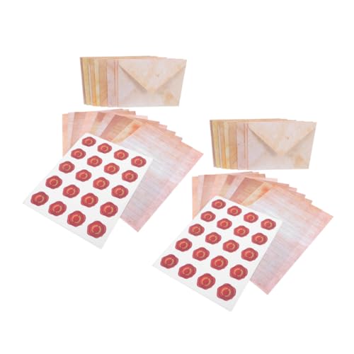 EXCEART 100 セットヴィンテージ文具用紙 横罫入り レトロ手紙 シール付 封筒付