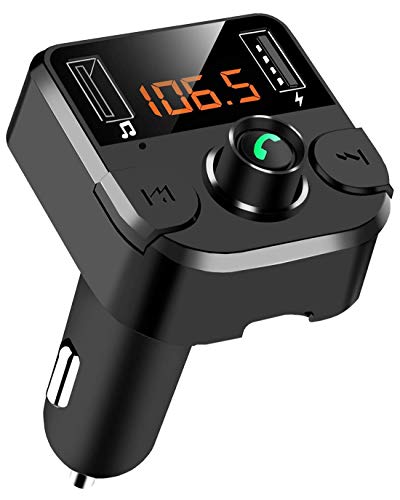AZWang Bluetooth FM Transmitter for Car Audio Adapter Wireless Hands Free Calling Car