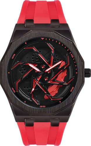 Image of ON TIME OCTUS Spinning Car Wheels Gyro Men's Sport Watch| Rotating Wheel Dial Silicone Strap Analog Luxury Watches for Boy's and Men -MN-259