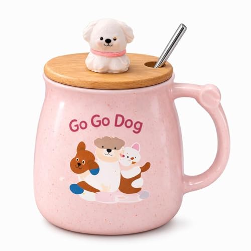 Image of Coffee Mug, Gift for Woman, Birthday Present for Girlfriend, Present for Wife Birthday, Mugs for Present, Holi Gifts, Panda Mug with Lid & Spoon (GO GO Day)