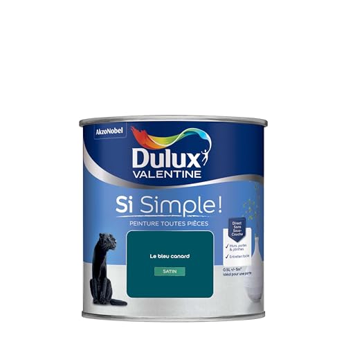 Dulux Valentine Peinture Si Simple Peinture Intérieure Toutes Pièces - Peinture Mur et Plafond, Porte et Plinthe - Couleur : Le Bleu Canard - 0,5 L