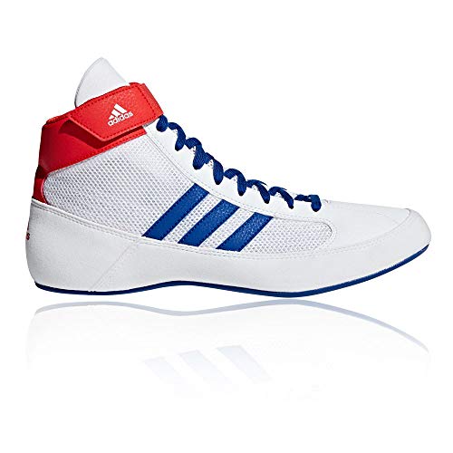 Image of adidas Havoc Mens Adult Wrestling Trainer Shoe Boot White /Blue /Red - UK 6.5