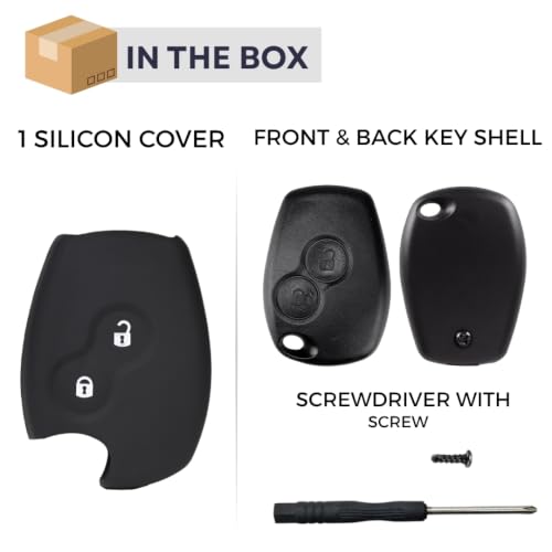 Image of KEYCEPT Premium 2 Button Remote Key Shell for Renault Duster, Logan, Lodgy, Kwid, Nissan Terrano, Verito - Durable Key housing /Body /case Replacement. (Keyshell & Silicone)