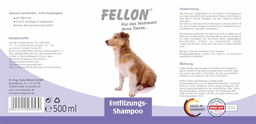 Fellon Entfilzungsshampoo für Hunde – Sanfte, pH-neutrale Pflege für leichtes Entfilzen – Biologisch – Für alle Rassen, Langhaar & Kurzhaar – Verhindert Verfilzungen & Juckreiz – 500 ml