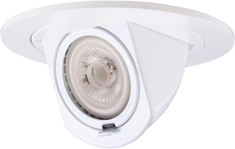 ELCO Lighting EL1497W 4" Adjustable Pull Down Trim 90° Tilt 359° Rotation Recessed Lighting Trim MR16 GU5.3 Compatible, White