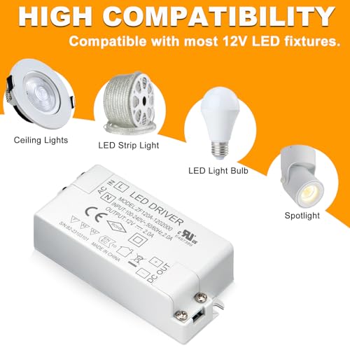 Image of CICMOD LED Driver 24W 12V LED Transformer Driver Power Supply for LED Light - 1 Pack