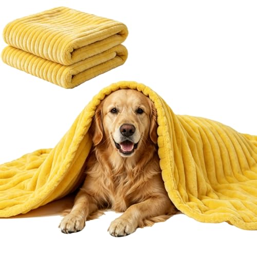 Emotional Support Blanket for Dogs Yellow Blanket for Dog Washable High Visibility Dog Blankets for Help Reduce Pet Separation Anxiety (Yellow-L 1Pcs)