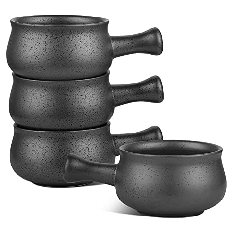 vicrays, Kunststoff, French Onion Suppenschalen mit Griffen, 740 ml für Suppe, Chili, Rindfleischeintopf, splitterfest Cover