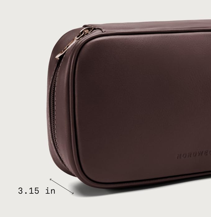 Leather Tech Organizer Nordweg NWA05 - Handcrafted Full-Grain Electronics Travel Case – Premium Leather Pouch for Cables, Chargers & Accessories – Essential Gift for Men & Women, Work & Travel - Brown4