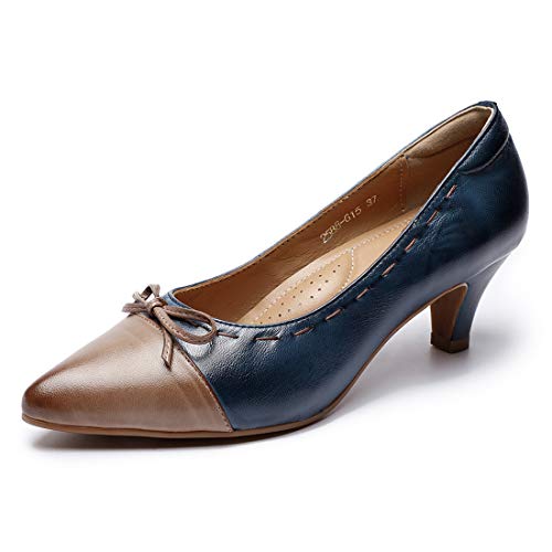 Image of Mona flying Women's Leather Elegant Bowknot Pointed Toe Dress Pumps Heels