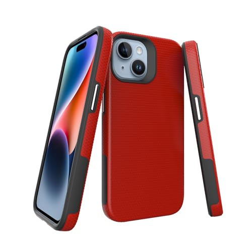 Image of NOXO Ultra-Hybrid Triangle Back Case Cover for iPhone 15, | Shockproof Design | Camera Protection | Soft TPU & Rugged PC | Bumper Case Cover for iPhone 15, (Scarlet Red)