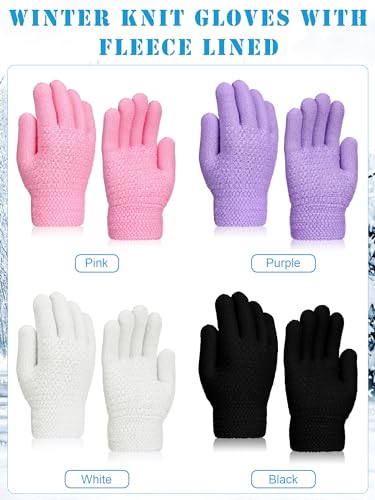 Chuarry 4 Pairs Kids Winter Gloves Fleece Warm Lining Gloves Thick Thermal Mittens Gloves For Girls Boys Cold Weather thumb #5