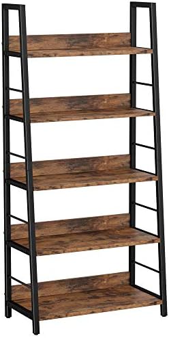 IRONCK Industrial Bookshelves and Bookcases, Ladder Shelf 5 Tiers...