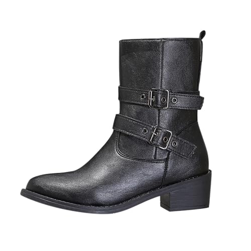 Bottes de combat en cuir souple pour femmes finitions sangle à boucle