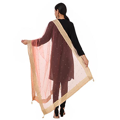 Image of Traditions Bazaar Women's Net Zari Border Dupatta