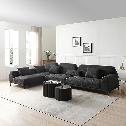 Premium Sectional Sofa Set – Modern Modular Corner Couch with High-Density Sponge Cushions, Soft Polyester Upholstery, Customizable Configurations, Ideal for Living Room and Lounge Spaces (Dark Grey)