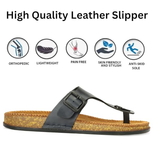 Image of Leatherful Men's premium leather slipper | Genuine Leather upper | Suede Leather Insole | PU sole | Stylish flip flop for men |