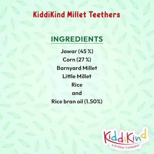 Image of Kiddikind Millet Teethers for Babies 6+ Months | Healthy Baby Teething Snacks | No Maida, No Sugar, Preservative Free | Easy to Digest Finger Food | Rich in Dietry Fibre | Baked Not Fried