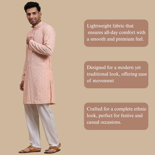 Image of Pro-Ethic Style Developer Mens Indian Traditional Cotton Kurta Sets, Men Kurta Set Indian Wedding Dress (A-117)