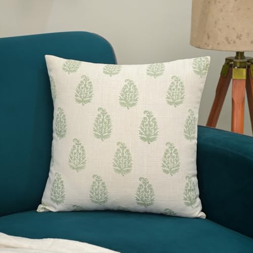 Image of Digital Print Cotton Canvas Throw Pillow Cover for Sofa | 18 X 18 Inch Decorative Pillow Cases for Home Decore | Boho Pillow Case for Living Room and Bed Room (Set of 1, 18 * 18)