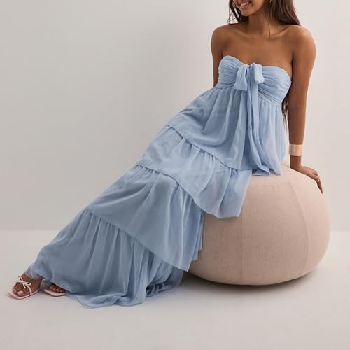 Image of Women Y2k Backless Long Dress Halter Tie Neck Maxi Dress Flowy Beach Sundress Summer Streetwear
