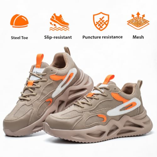 Image of Ruivina Steel Toe Shoes for Men Women Safety Shoes Wide Lightweight Breathable Slip Resistant Puncture Proof Work Sneakers Puncture Proof