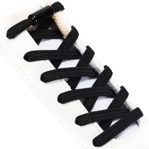 Shecret Cordones Elásticos [2 Pares] - Cordones Planos 7mm Sin Nudos con Cierre Metálico, 120cm - Para Zapatillas, Trabajo y Uso Diario - Hombre/Mujer
