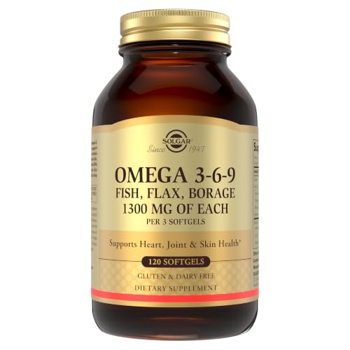 Solgar Omega 3-6-9 | Aceite de Pescado, Lino y Borraja | 120 Cápsulas | Proporción especialmente formulada de ácidos grasos omega 3, 6 y 9