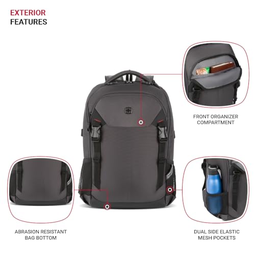 SwissGear Civic Pro Laptop Backpack, Grey, 18"x13.25"x7" - image 3
