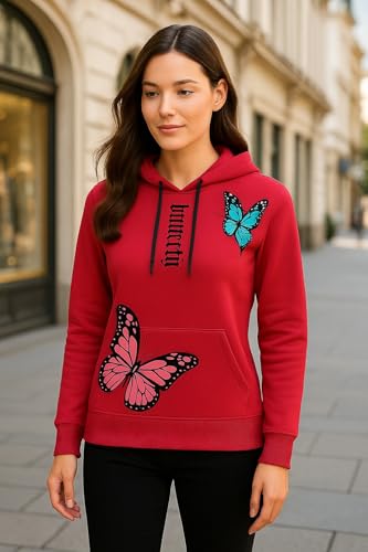 Image of Raves Womens Stylish Printed Hoodie | Trendy Cotton Fleece Hooded Sweatshirt for Women & Girls | Full Sleeve Winter Wear Pullover