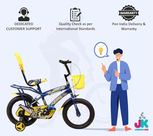 Image of JUNIOR KID 14T PRO Ultra Cycle for Kids | Rigid Bicycle for Kids with Training Wheels |Kid Cycle for 2-5 Years of Children, 8 Inches Navy
