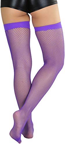 Image of ToBeInStyle Women's Sexy Nylon Versatile Fine Fishnet Thigh High Stockings w /Opaque Band
