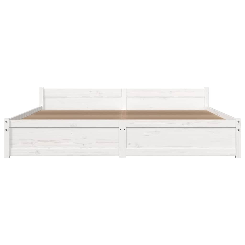 Massives Kiefernholz-Bettgestell, Holzbettgestell mit Kopfteil und Robustem Sperrholz für Schlafzimmer, Einzel- oder Doppelbett, Verschiedene Ausführungen (180 x 200 cm)