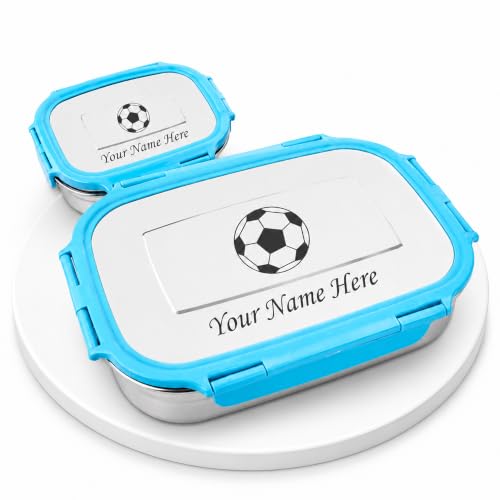 Image of SAVRI Personalized Stainless Steel Lunch Box with Your Child Name and Favourite Character Engraved on Tiffin Box. for Birthdays, Return Gift, Kids, Students, School Meal Box (Blue)