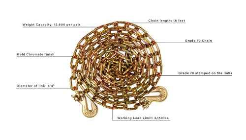 Corrente de transporte leve à prova de balas 1/10.2 cm x 16'